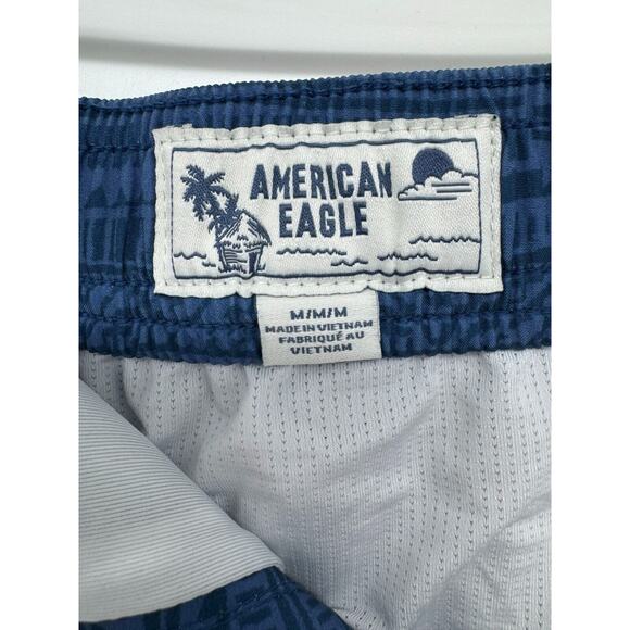 American Eagle Mens Print Mid Rise Board Shorts Pockets Lined Size M Blue NWOT - Picture 4 of 4